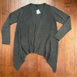 The Limited Women's Asymmetrical Gray Open Front Mixed Knit Sweater, Size L, NWT